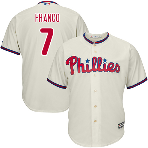 Phillies #7 Maikel Franco Cream Cool Base Stitched Youth MLB Jersey - Click Image to Close